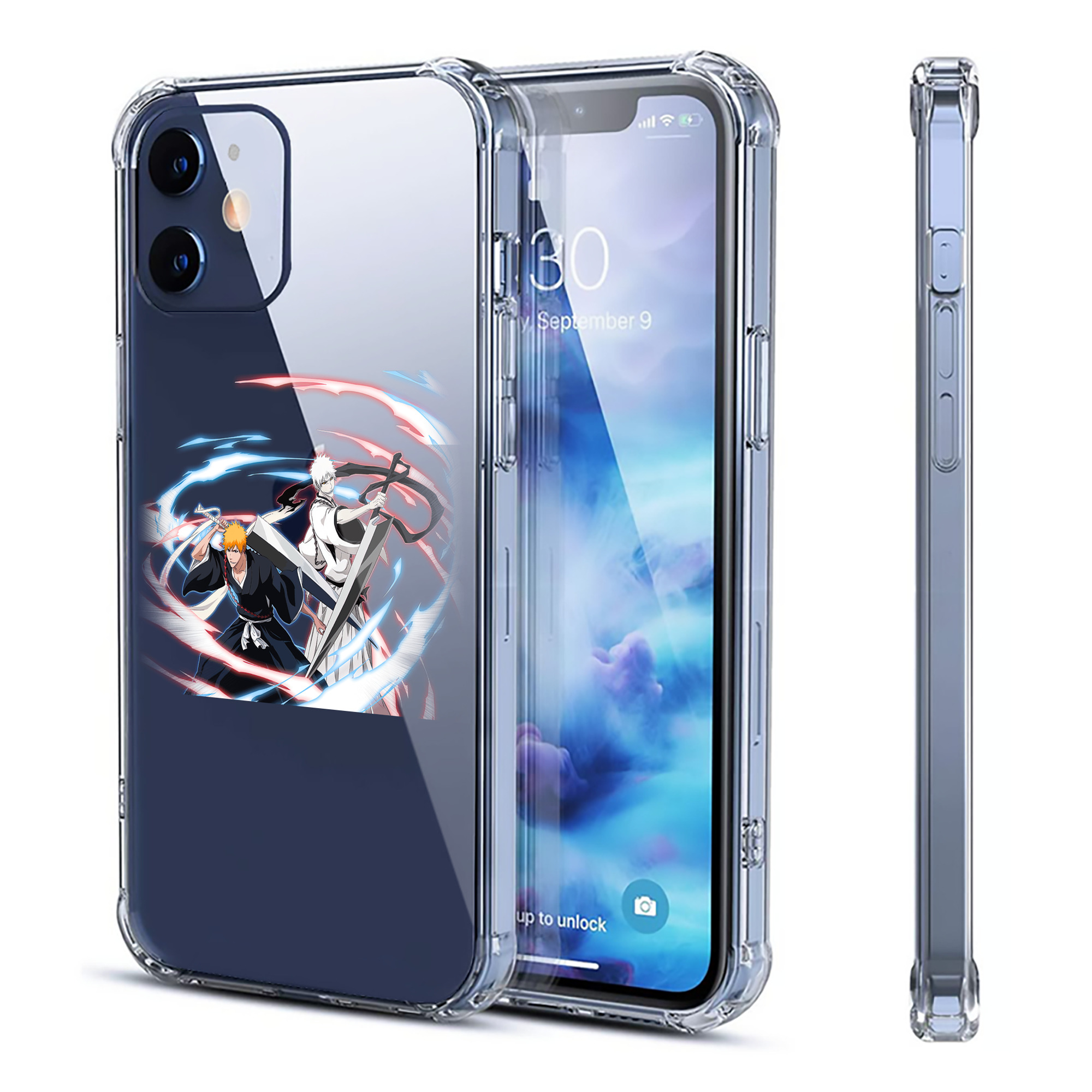 （画像用） ブリーチ 黒崎一護（くろさき いちご）BLEACH Kurosaki Ichigo 【iPhone 12シリーズ対応】透明スマホケース（クリアソフトケース）